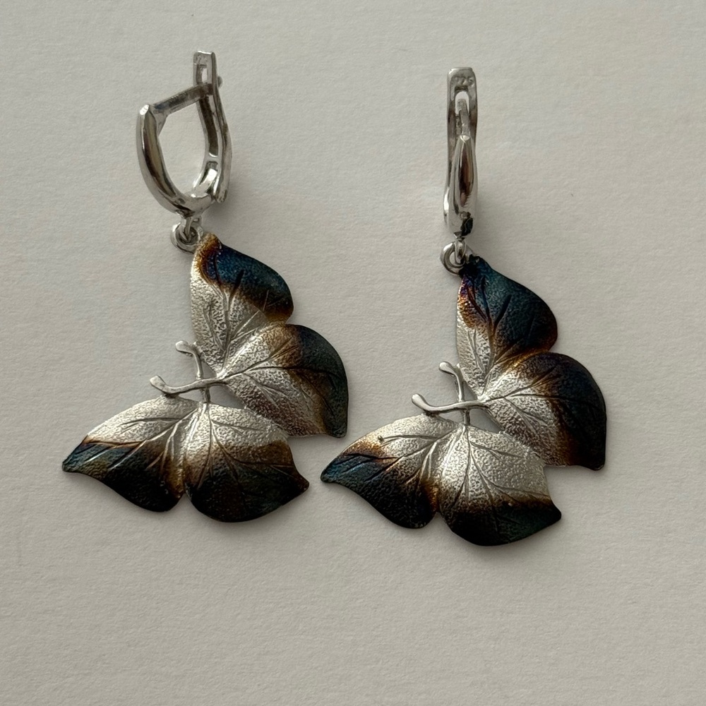 Butterfly 925 silver hoops earrings